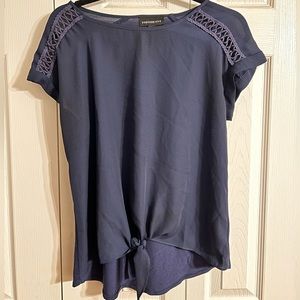 S navy blue short sleeved blouse